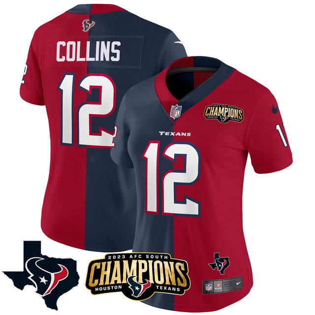 Houston Texans 2023 AFC South Champions Patch Split Vapor Jersey - All Stitched - Nico Collins — view 1