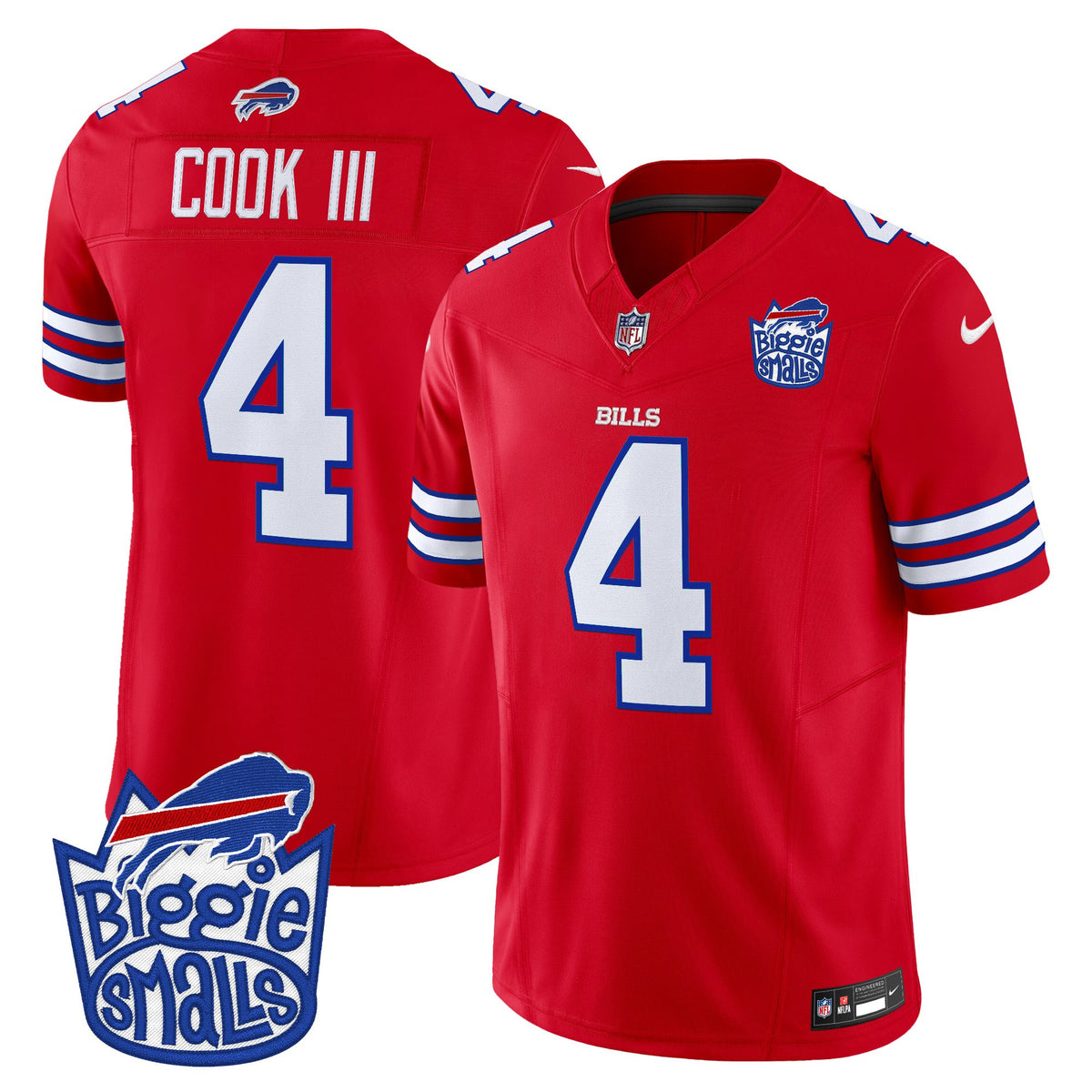 Men's Biggie Smalls × Buffalo Bills Vapor Limited Jersey - All stitched - Red - James Cook III — view 1