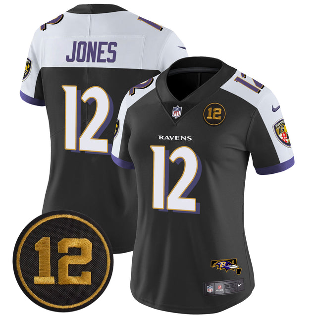 Women's Ravens Jacoby Jones Patch Vapor Limited Jersey - All Stitched - Black Alternate - Jacoby Jones — view 1