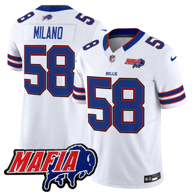 Men's Buffalo Bills 2025 Bills Mafia Patch Vapor Limited Jersey - All Stitched - White - Matt Milano — view 1
