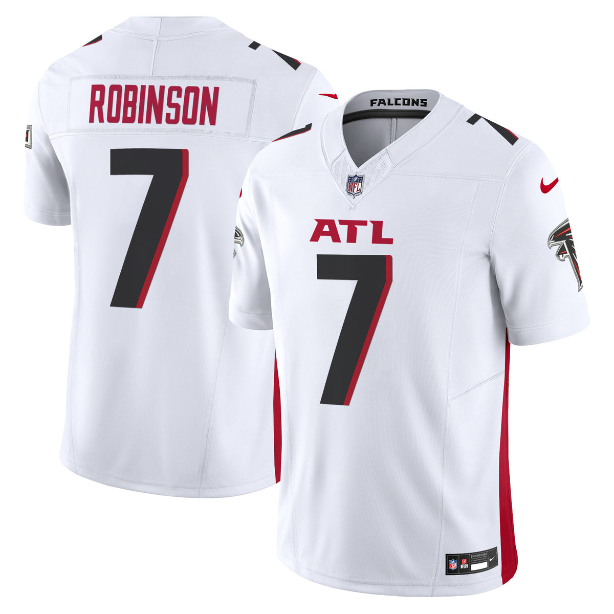Men's Atlanta Falcons 2024 Vapor Limited Jersey - All Stitched - White - Bijan Robinson — view 1