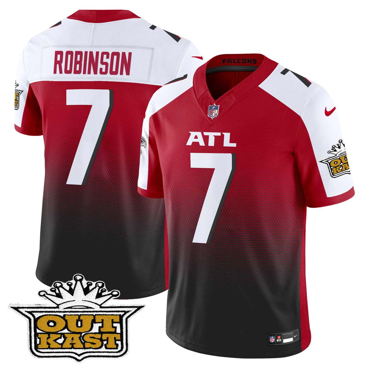 Men's Outkast x Atlanta Falcons 2024 Vapor Limited Jersey - All Stitched - Red Alternate - Bijan Robinson — view 1