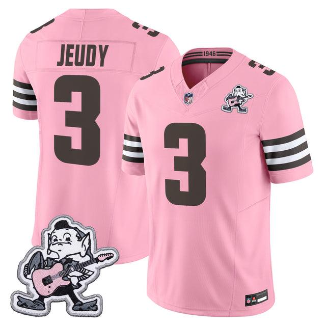 Men's Cleveland Browns MGK Patch Vapor Limited Jersey - All Stitched - Pink - Jerry Jeudy — view 1