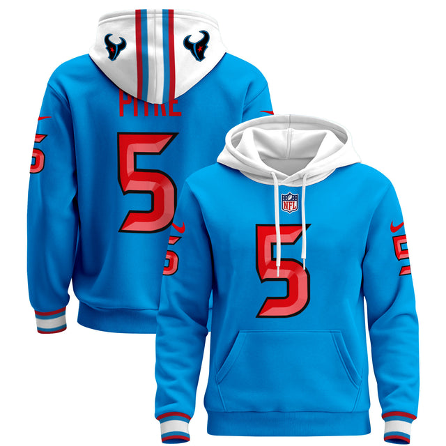 Men's Houston Texans 2024 Pullover Hoodie - All Stitched - Light Blue - Jalen Pitre — view 1