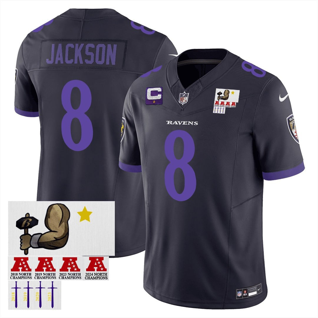 Lamar Jackson #8 Baltimore Ravens Black Jersey - All Stitched - Style 1 — view 1