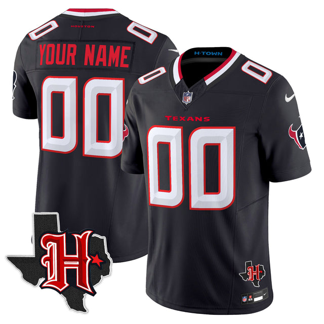 Houston Texans 2024 Texas Patch Vapor Limited Custom Jersey V5 - All Stitched - Navy — view 1