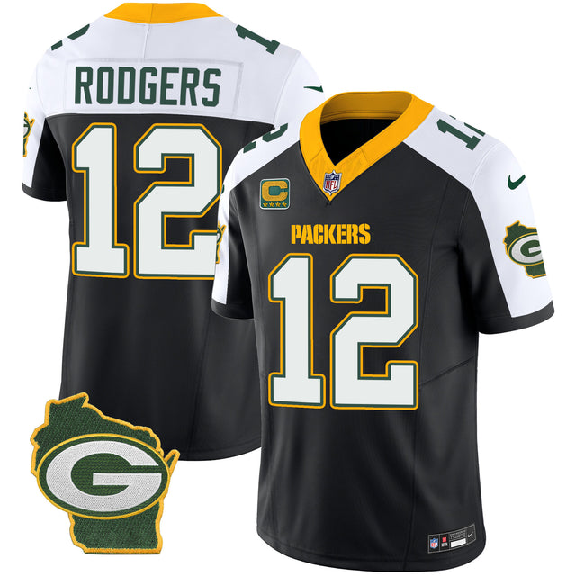 Men's Packers Home Patch Vapor Jersey V3 - All Stitched - Black Alternate - Aaron Rodgers — view 1
