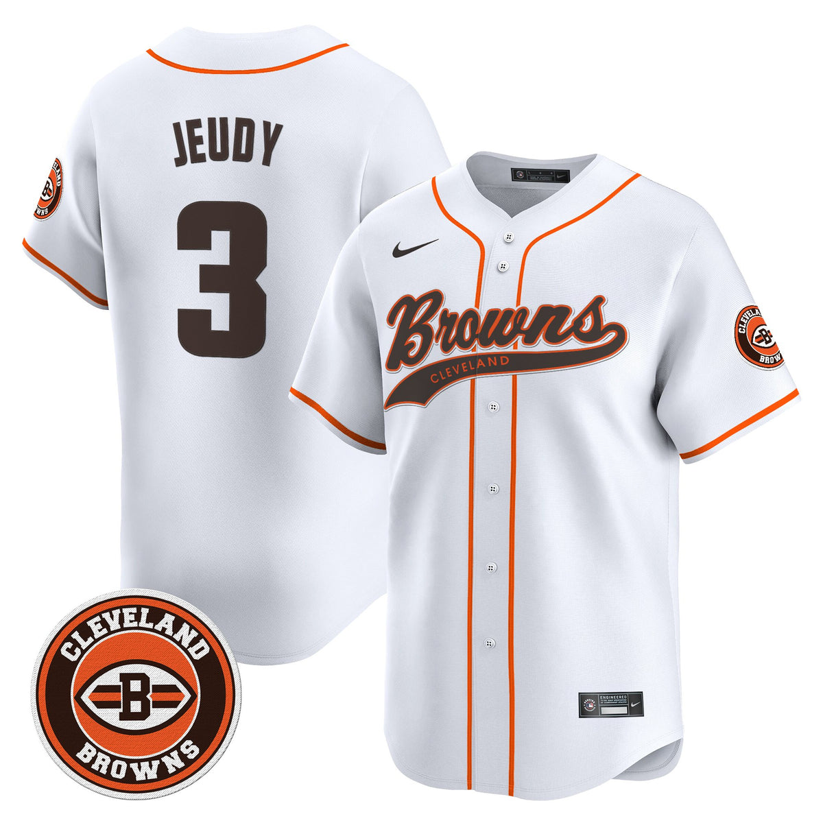Men's Cleveland Browns 2025 Vapor Premier Limited Jersey - All Stitched - White - Jerry Jeudy — view 1