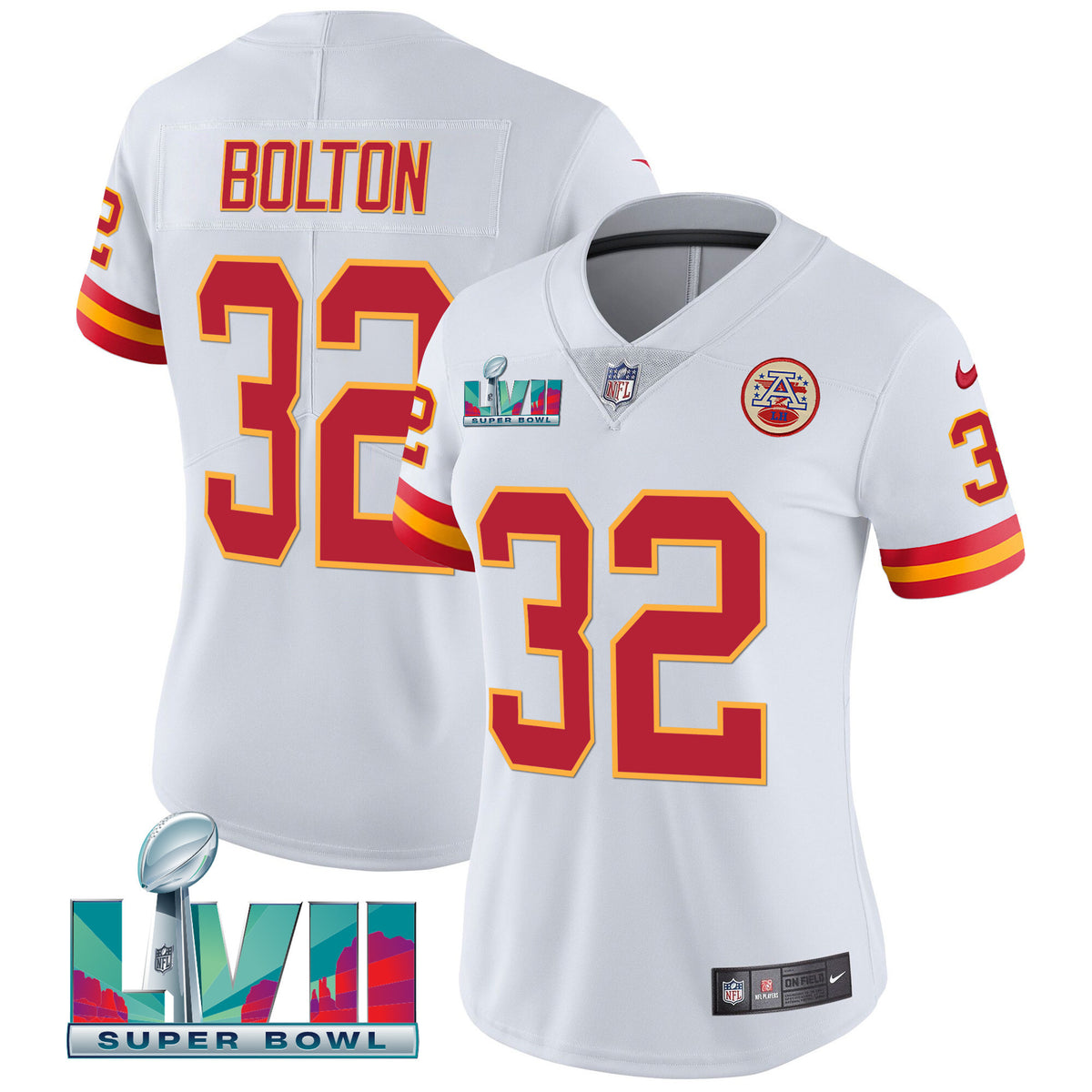 Women's Chiefs Throwback Limited Vapor Jersey - All Stitched - White - Nick Bolton — view 1