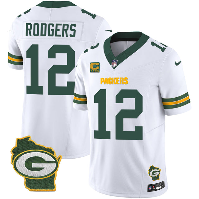 Men's Packers Home Patch Vapor Jersey V3 - All Stitched - White - Aaron Rodgers — view 1
