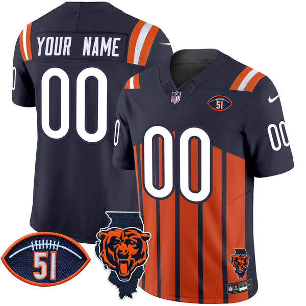 Bears Illinois Patch Vapor Limited Custom Jersey V2 - All Stitched - Navy Special — view 1