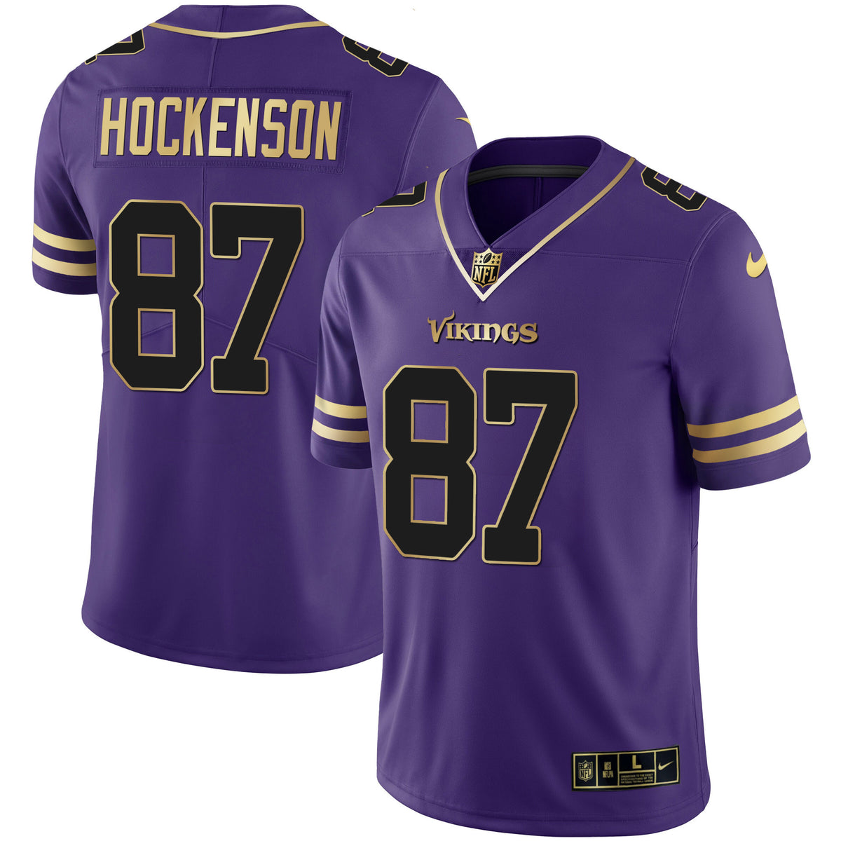 Men's Vikings Purple Gold Vapor Jersey - All Stitched - Purple Gold - T.J. Hockenson — view 1