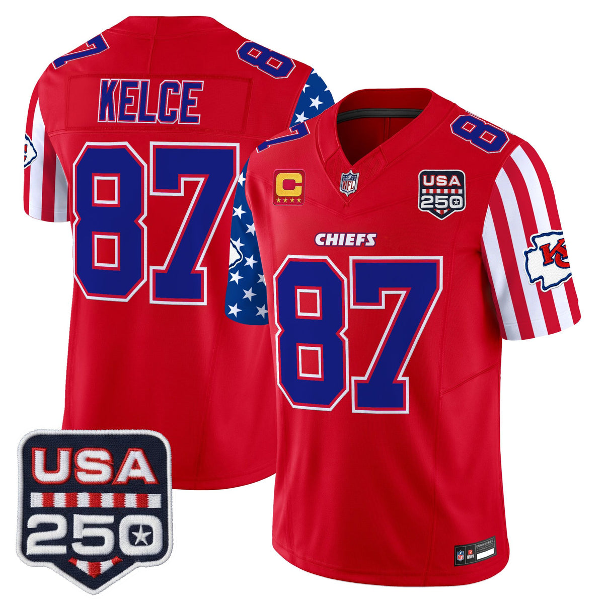 Men's Chiefs America 250 Edition Vapor Limited Jersey - All Stitched - Red - Travis Kelce — view 1