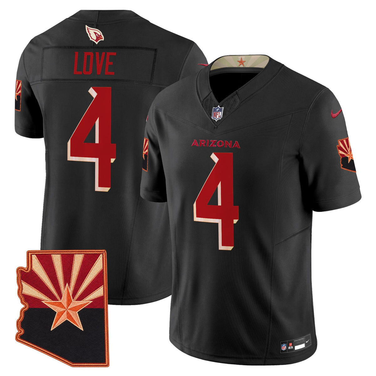 Men's Arizona Cardinals 2025 Rivalries Vapor Limited Jersey - All Stitched - Black - Jeremiyah Love — view 1