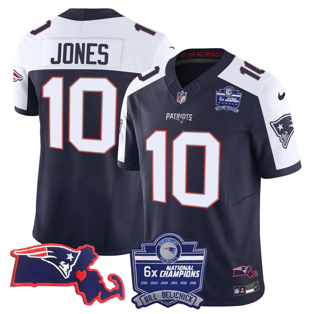 Women's Patriots Bill Belichick 6x Champions Patch Vapor Jersey - All Stitched - Alternate - Mac Jones — view 1