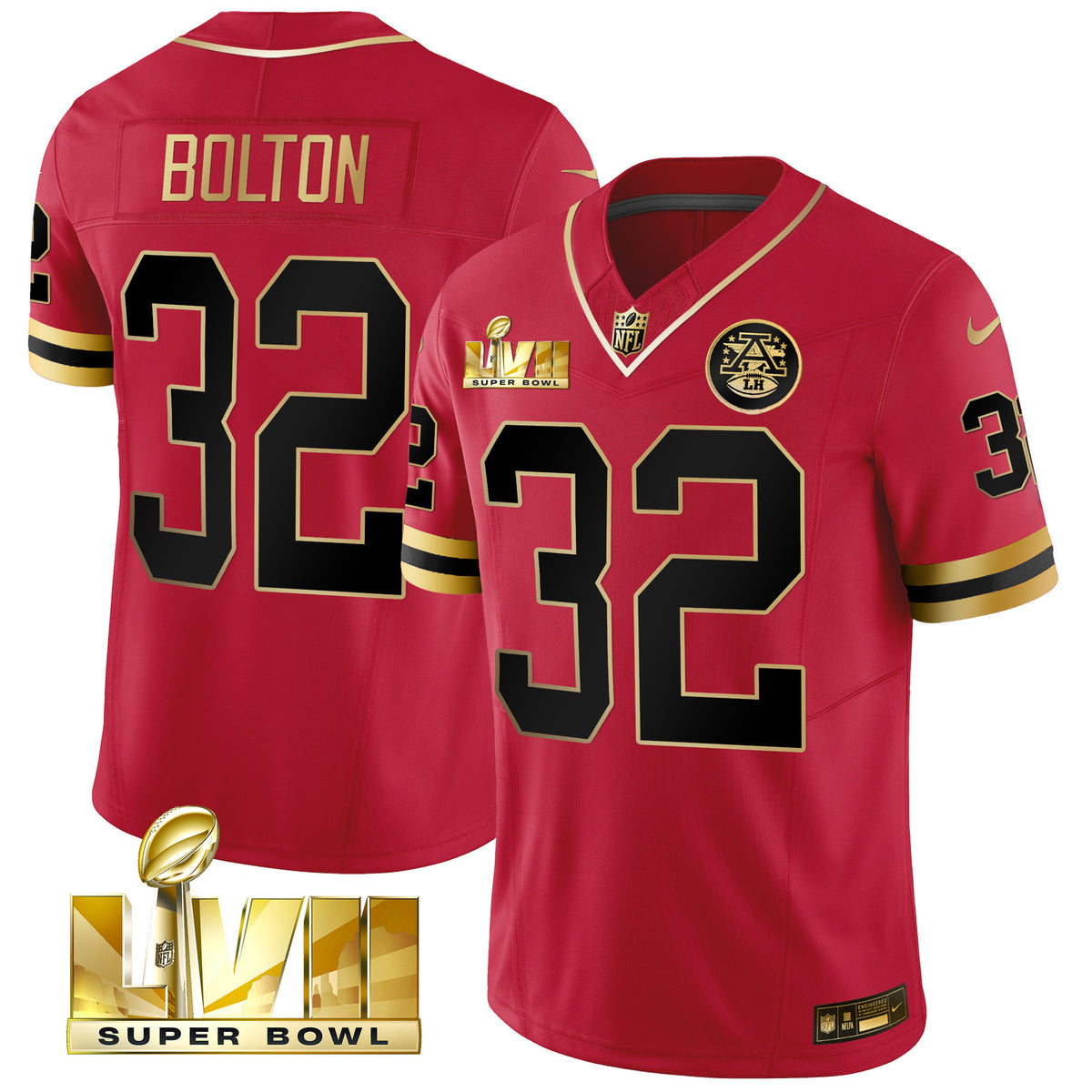 Men's Chiefs Throwback Limited Vapor Jersey - All Stitched - Black Red - Nick Bolton — view 1