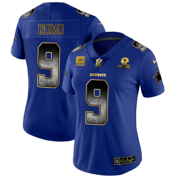 Women's Cowboys Arch Smoke Vapor Jersey - All Stitched - Royal - Tony Romo — view 1