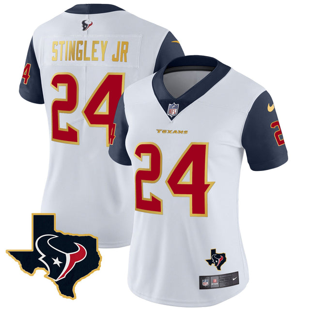Women's Houston Texans Gold Trim Vapor Jersey - All Stitched - Navy Sleeves - Derek Stingley Jr — view 1