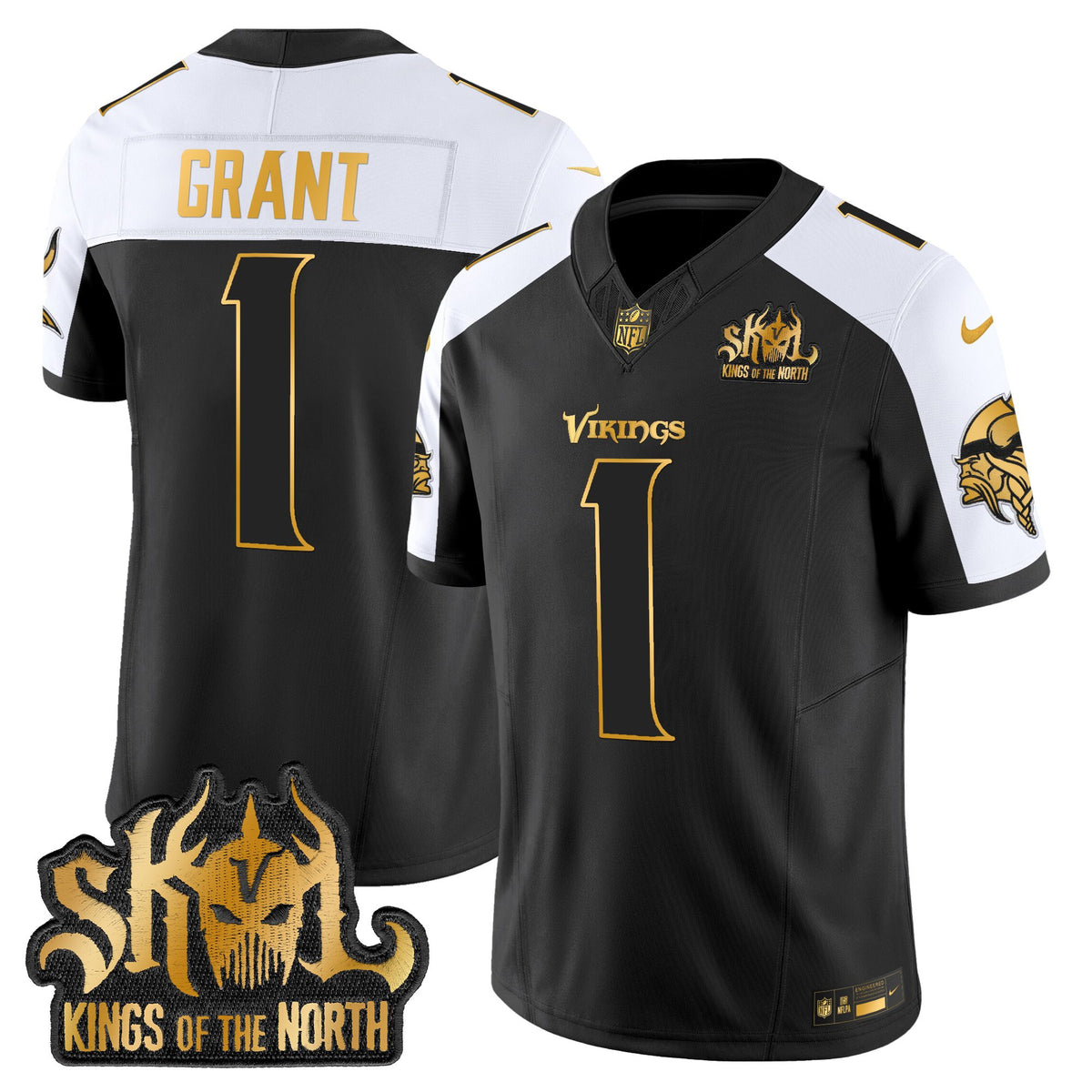 Men's Minnesota Vikings 2025 Gold Vapor Limited Jersey - Kings Of The North Patch - All Stitched - Alternate - Bud Grant — view 1