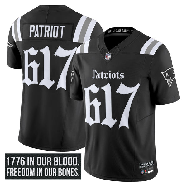 Men's New England Patriots 'Gothic Revolution Edition' Vapor Limited Jersey - All Stitched - Black - Patriot 617 — view 1