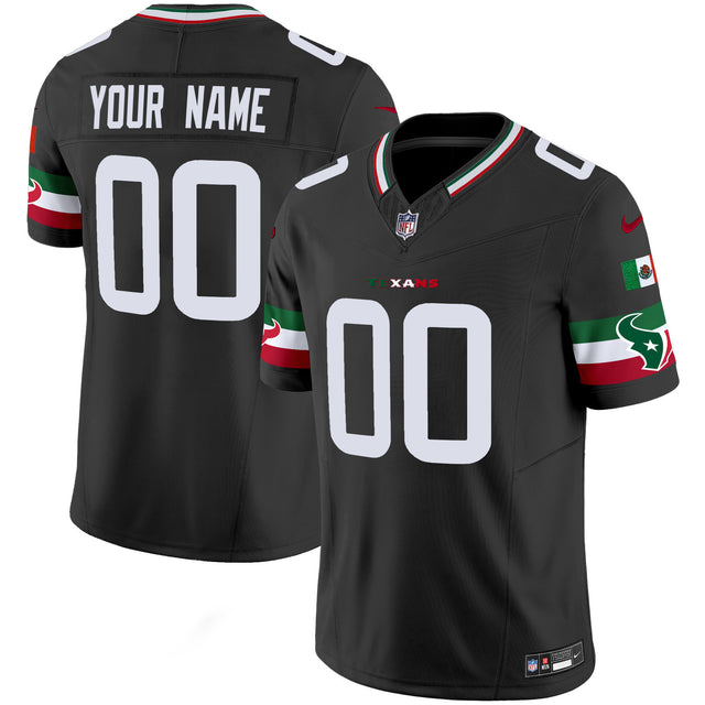 Houston Texans Mexico Vapor Limited Custom Jersey - All Stitched - Black ~5701185 — view 1