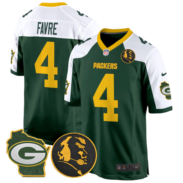 Men's Packers John Madden & Home Patch Game Jersey - All Stitched - Green Alternate - Brett Favre — view 1