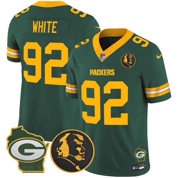 Men's Packers John Madden & Home Patch Vapor Limited Jersey - All Stitched - Green - Reggie White — view 1
