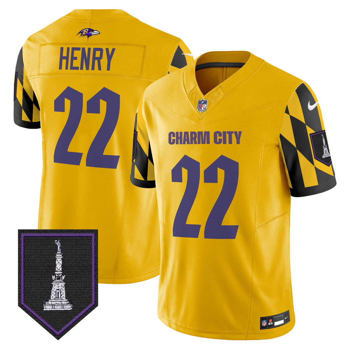 Men's Ravens City Edition Patch Vapor Limited Jersey - All Stitched - Gold - Derrick Henry — view 1