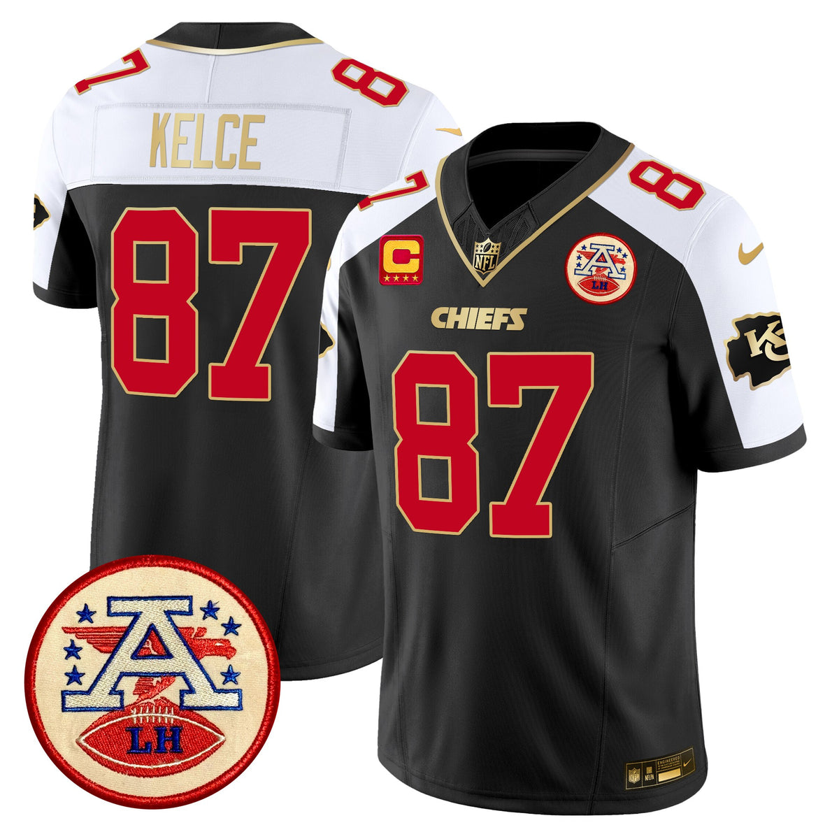Men's Chiefs 2024 Lamar Hunt Patch Vapor Limited Jersey - All Stitched - Black Alternate - Travis Kelce — view 1