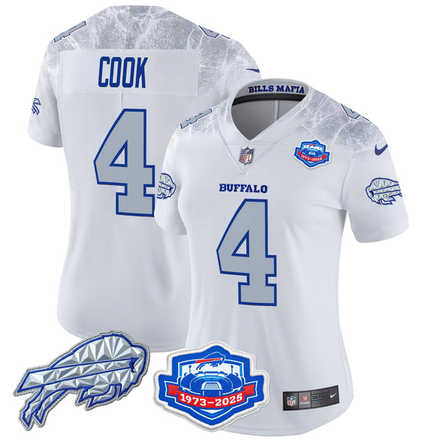 Women's Buffalo Bills 2025 Rivalries Vapor Limited Jersey - Farewell Season Patch - All Stitched - Cold Front - James Cook — view 1