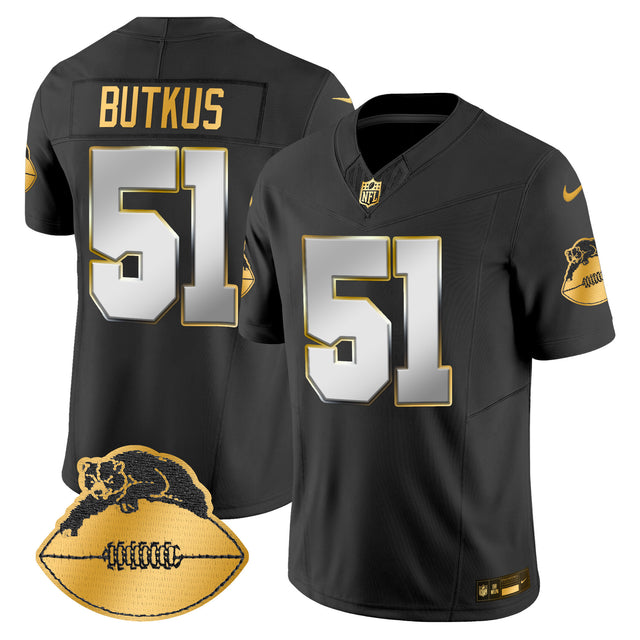 Men's Chicago Bears Throwback Gold Vapor Limited Jersey - All Stitched - Black Limited - Dick Butkus — view 1