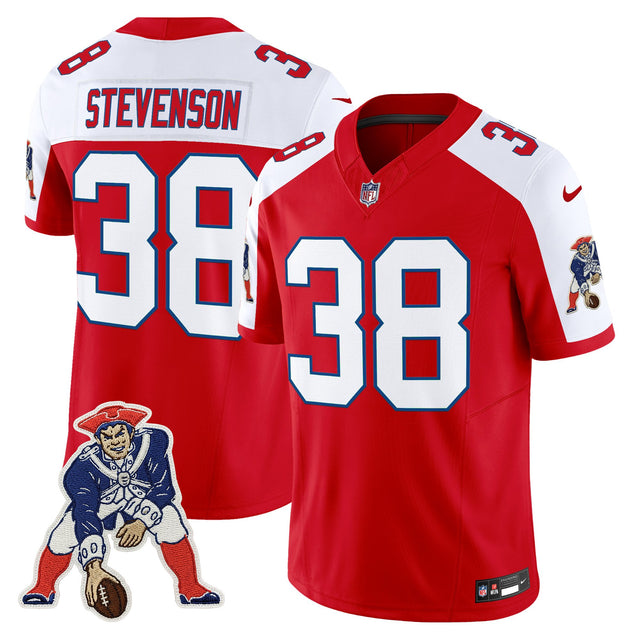 Men's New England Patriots Throwback Vapor Limited Jersey - All Stitched - Red Alternate - Rhamondre Stevenson — view 1