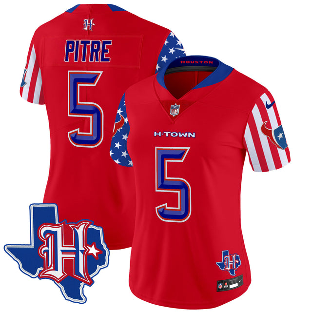Women's Houston Texans American Style Vapor Limited Jersey - All Stitched - Red - Jalen Pitre — view 1