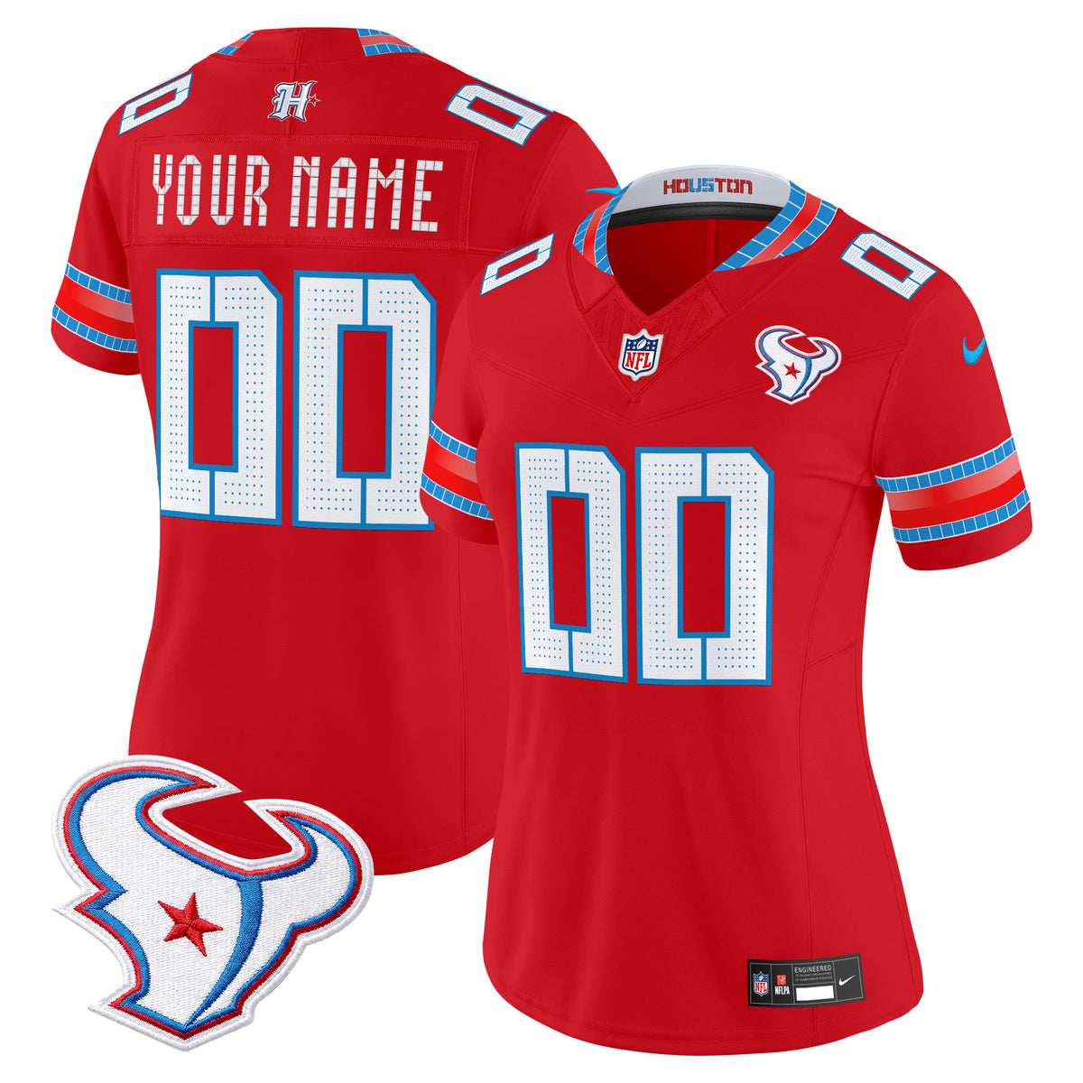 Houston Texans 2026 Rivalries Vapor Limited Custom Jersey - All Stitched - Red — view 1