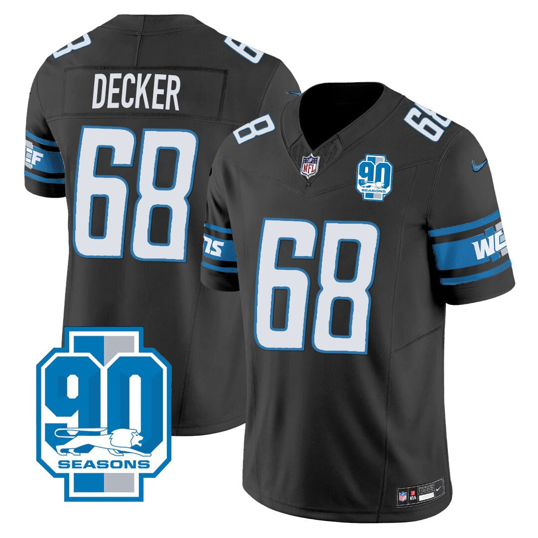 Decker #68 Detroit Lions Black Jersey - All Stitched — view 1
