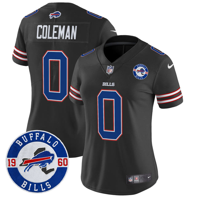 Women's Buffalo Bills 2024 Vapor Limited Jersey - Est. 1960 Patch - All Stitched - Black - Keon Coleman — view 1