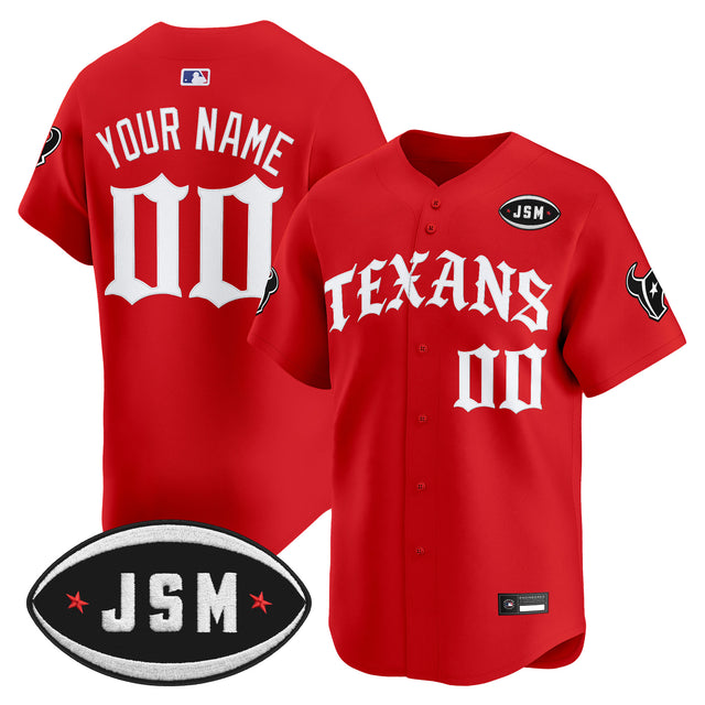 Houston Texans 'Old English Edition' Vapor Premier Limited Custom Jersey - All Stitched - Red — view 1