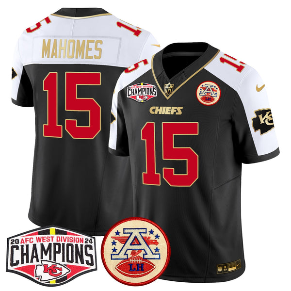 Men's Chiefs 2024 AFC West Division Champions Patch Vapor Limited Jersey - All Stitched - Black Alternate - Patrick Mahomes — view 1