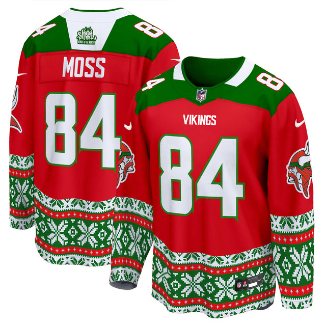 Men's Minnesota Vikings 2024 Christmas Premier Breakaway Jersey - All Printed - Red - Randy Moss — view 1