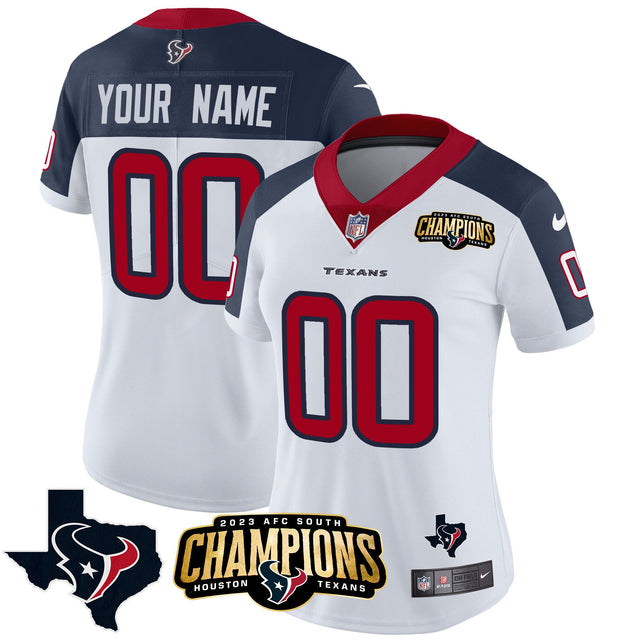 Houston Texans 2023 AFC South Champions Patch Vapor Custom Jersey - All Stitched - Inverted — view 1