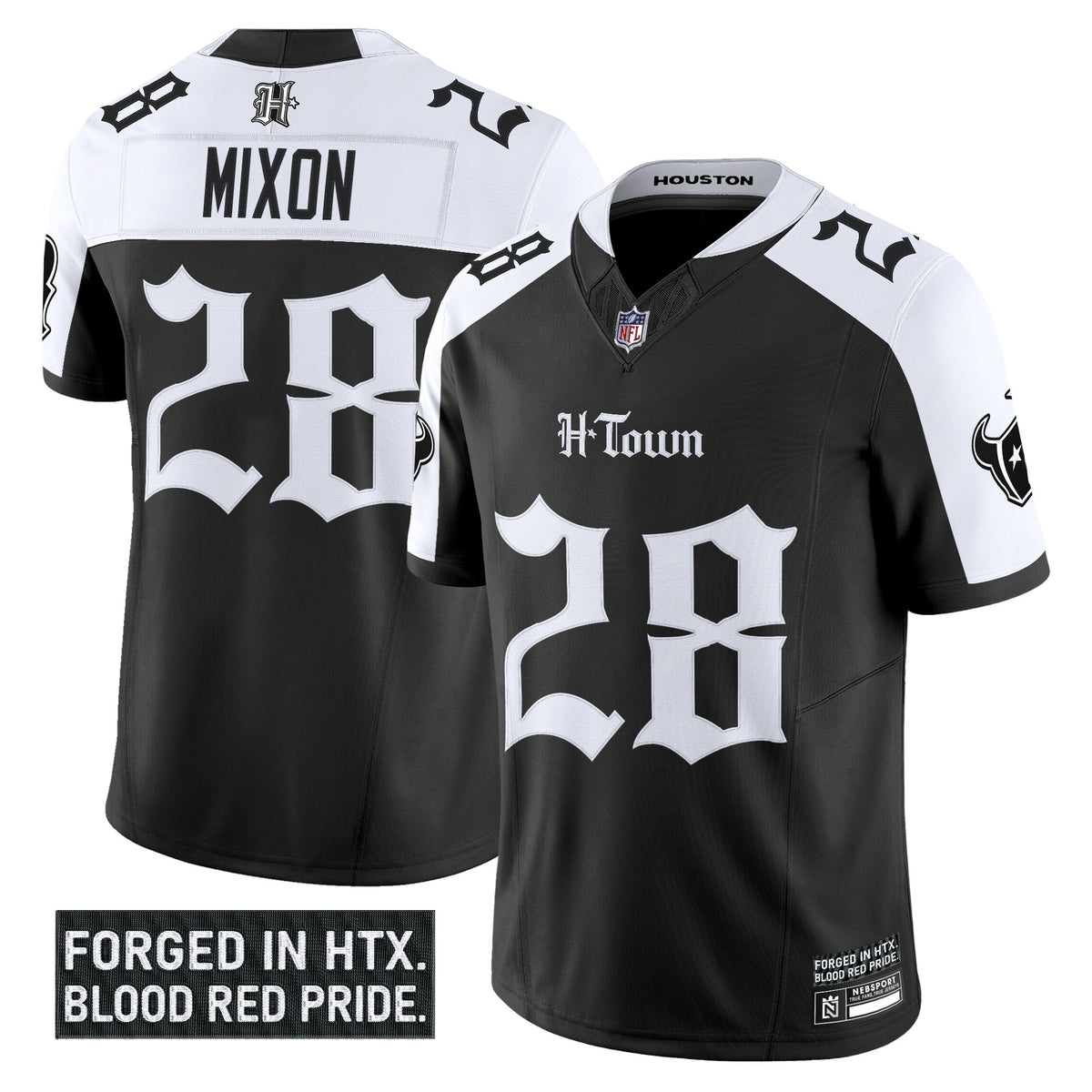 Men's Houston Texans 'Gothic Lone Star Shadows Edition' Vapor Limited Jersey - All Stitched - Alternate - Joe Mixon ~0132132 — view 1