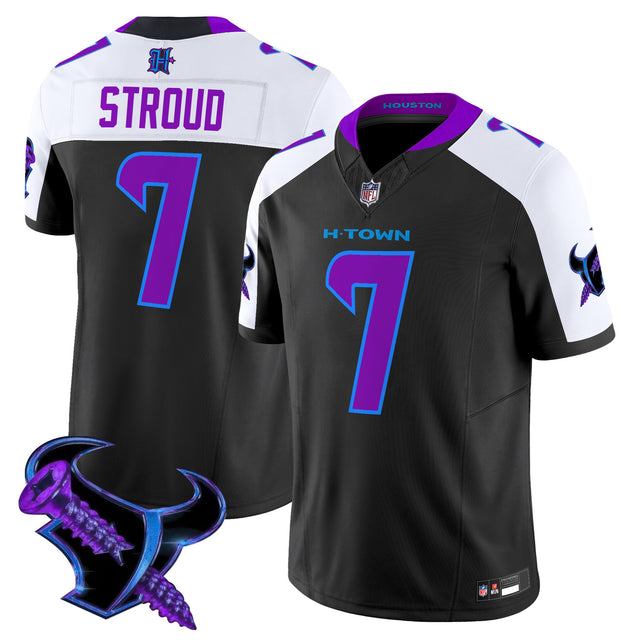 Men's Houston Texans 2025 DJ Screw Vapor Limited Jersey - All Stitched - Black Alternate - C.J. Stroud ~5693911 — view 1