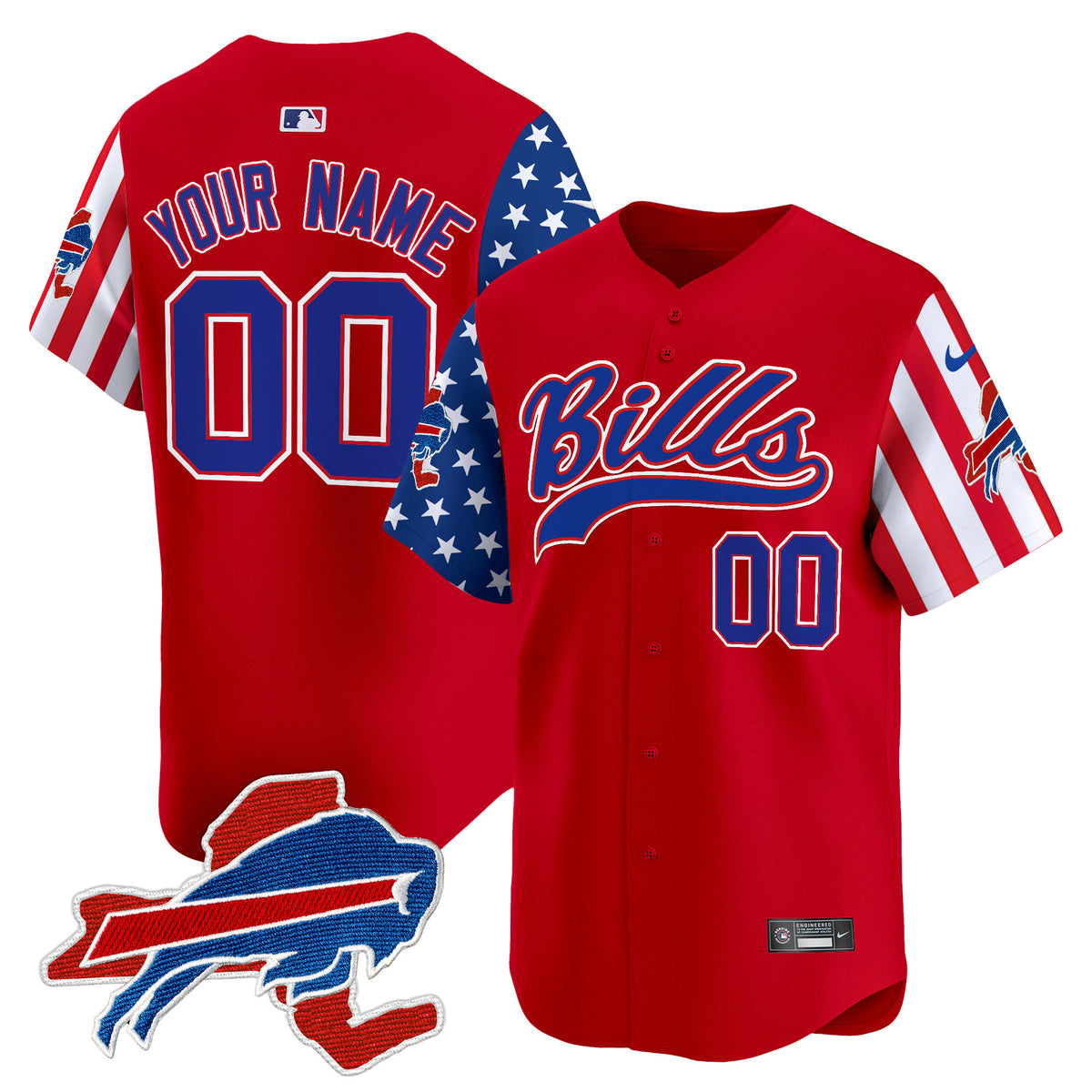 Buffalo Bills 2024 American Style Vapor Baseball Custom Jersey - All Stitched - Red — view 1