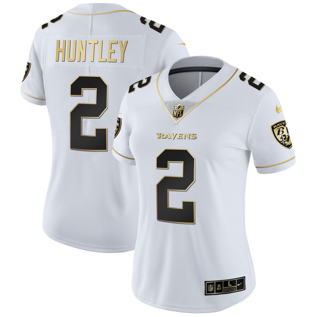 Women's Ravens Gold Vapor Jersey - All Stitched - White Gold - Tyler Huntley — view 1