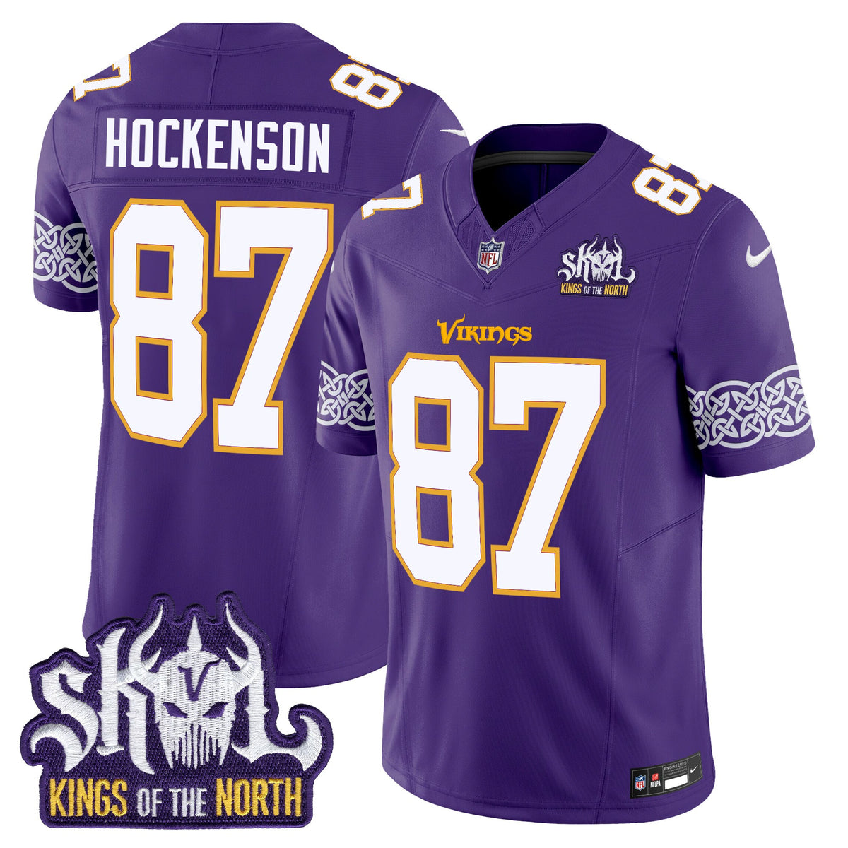 Men's Minnesota Vikings King Of The North Patch Throwback Vapor Limited Jersey V2 - All Stitched - Purple - T.J. Hockenson — view 1
