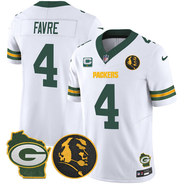 Men's Packers John Madden & Home Patch Vapor Limited Jersey - All Stitched - White - Brett Favre — view 1