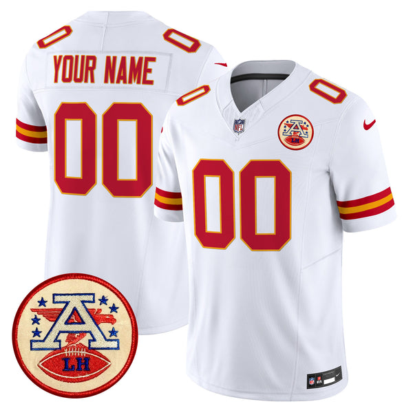 Chiefs 2024 Lamar Hunt Patch Vapor Limited Custom Jersey - All Stitched - White — view 1