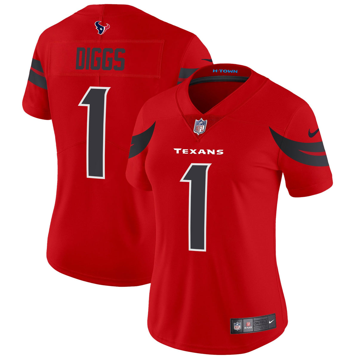 Women's Houston Texans 2024 Vapor Limited Jersey V2 - All Stitched - Red - Stefon Diggs — view 1