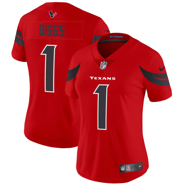 Women's Houston Texans 2024 Vapor Limited Jersey V2 - All Stitched - Red - Stefon Diggs — view 1