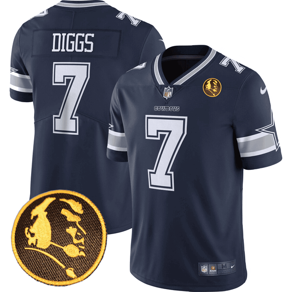 Men's Dallas Cowboys John Madden Honoring Patch Jersey - All Stitched - Navy - Trevon Diggs — view 1